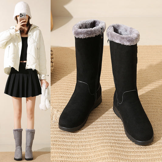 Mid-calf Fleece-lined  Extra-thick  Versatile Womens Boots For Warmth