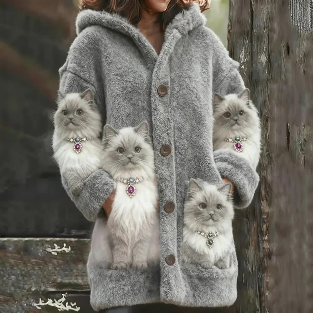 Veste cardigan à capuche doublée en polaire, style flanelle, ultra confortable