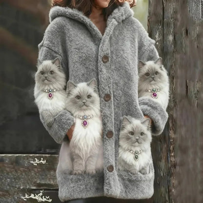 Veste cardigan à capuche doublée en polaire, style flanelle, ultra confortable