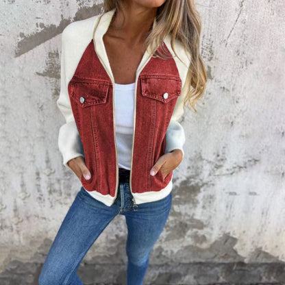 Veste décontractée en jean patchwork
