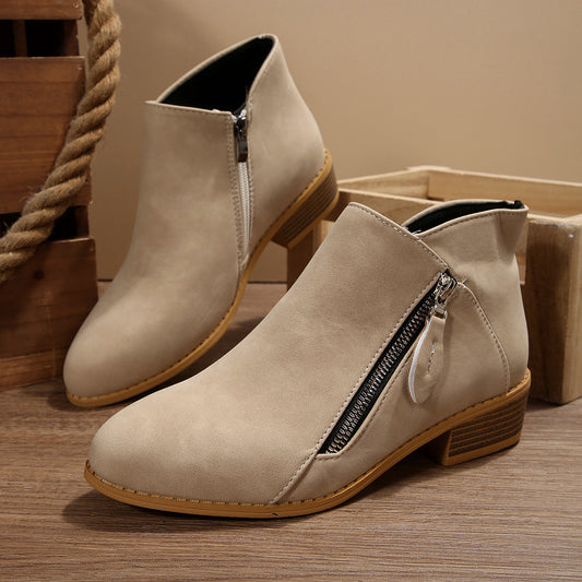 Womens Chunky-Heel Pointed-Toe Ankle Boots