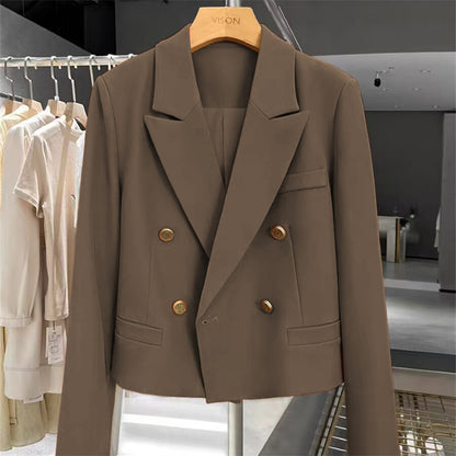 Womens Casual Retro Cropped Western-style Blazer