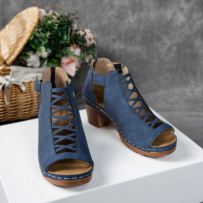 Stylish Plus-size Chunky-heel Womens Sandals