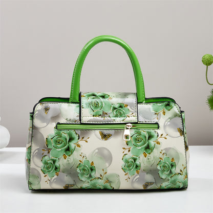 Contrast-color Printed Patchwork Large-capacity Chic Shoulder Bag