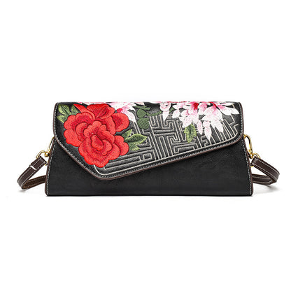 Chinese-style Shoulder Bag With A Rich Opulent Floral Design