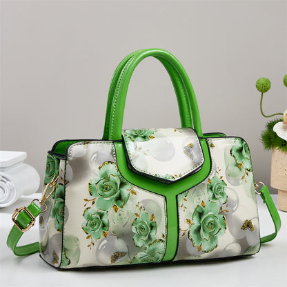 Contrast-color Printed Patchwork Large-capacity Chic Shoulder Bag