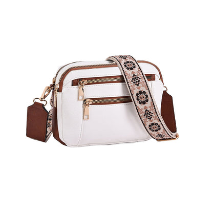 Color Block Multifunctional PU Crossbody Bag With Zipper And Adjustable Shoulder Strap