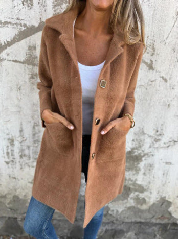Manteau mi-long à boutonnage simple