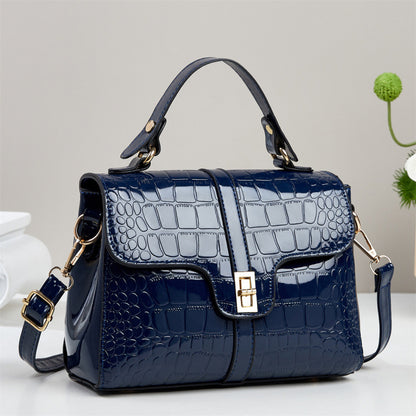 Sleek Stone-patterned Patent Leather Crossbody Bag That Pairs Effortlessly With Any Outfit