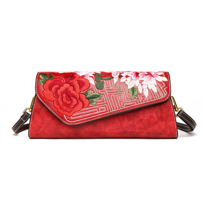 Chinese-style Shoulder Bag With A Rich Opulent Floral Design