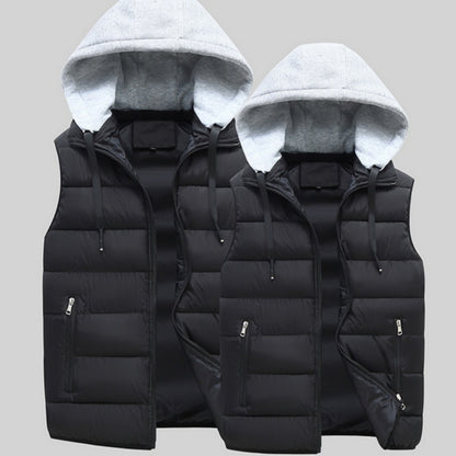 Mens Loose Fit Winter Hooded VestCoat Less Jacket