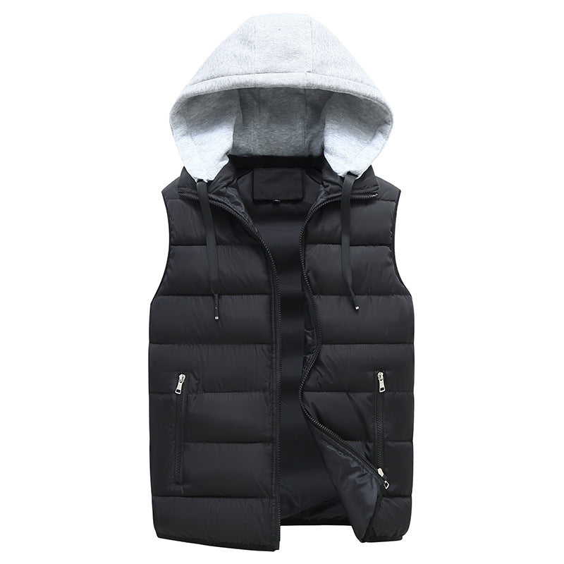 Mens Loose Fit Winter Hooded VestCoat Less Jacket