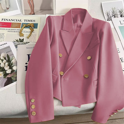 Womens Casual Retro Cropped Western-style Blazer