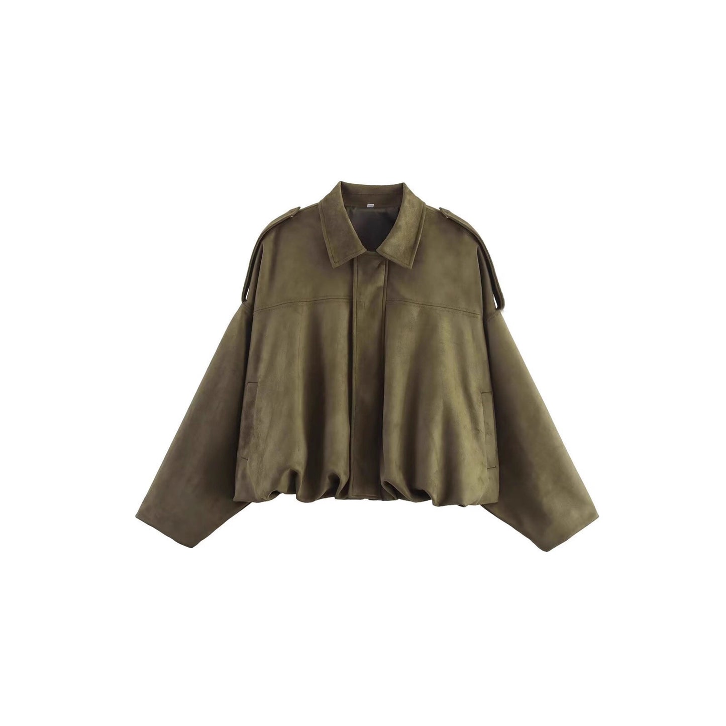 Suede Textured Aviator Long Sleeve Jacket