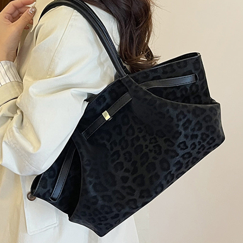 Retro Suede Tote Handbag Commuter Shoulder Bag