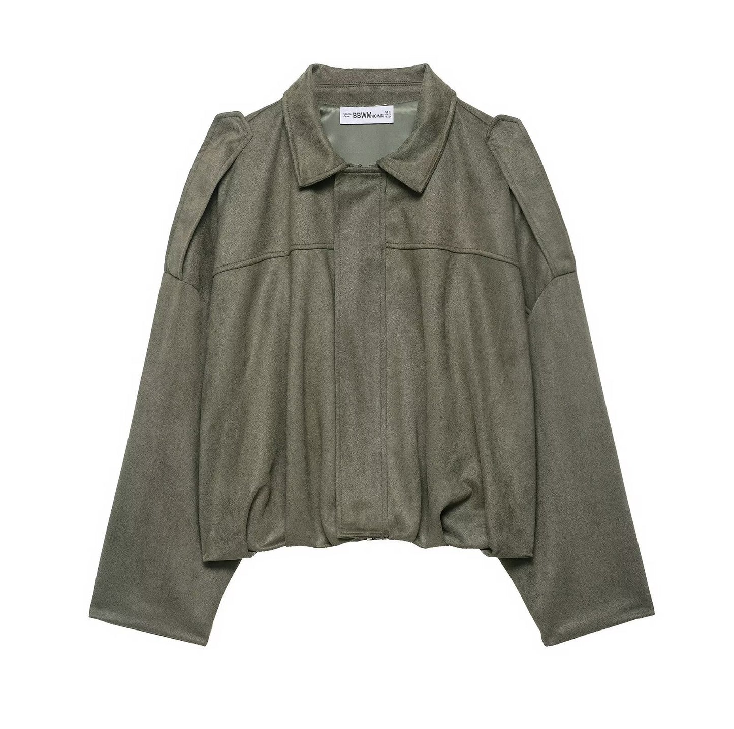 Suede Textured Aviator Long Sleeve Jacket